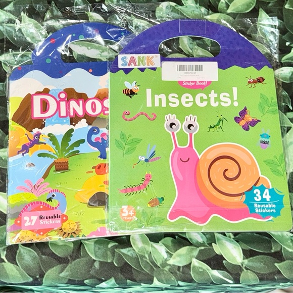 Dinosaurs & Insects Reusable Sticker Books - NEW - Picture 1 of 2